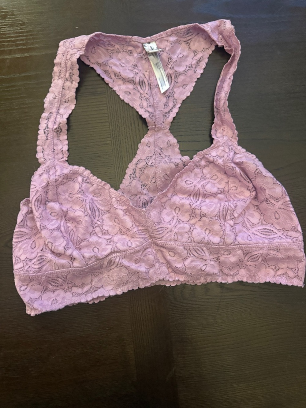 Free People Intimately Lace Racerback Bralette Size L Soft Pink